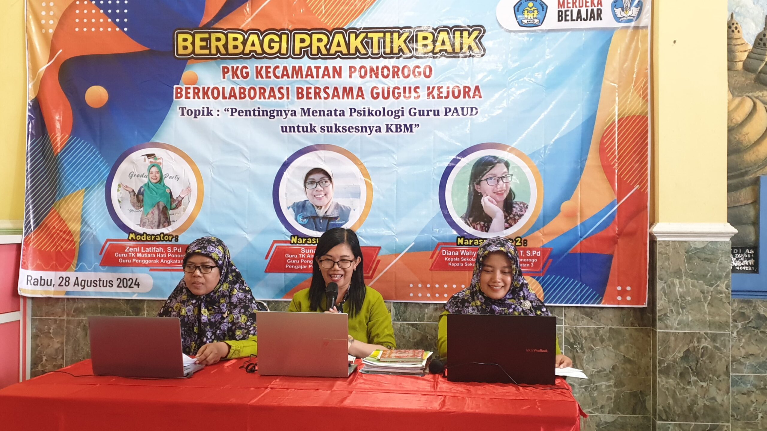 Berbagi Praktik Baik PKG Kecamatan Ponorogo Berkolaborasi Bersama Gugus Kejora, Pentingnya Menata Psikologi Guru PAUD untuk Suksesnya KBM