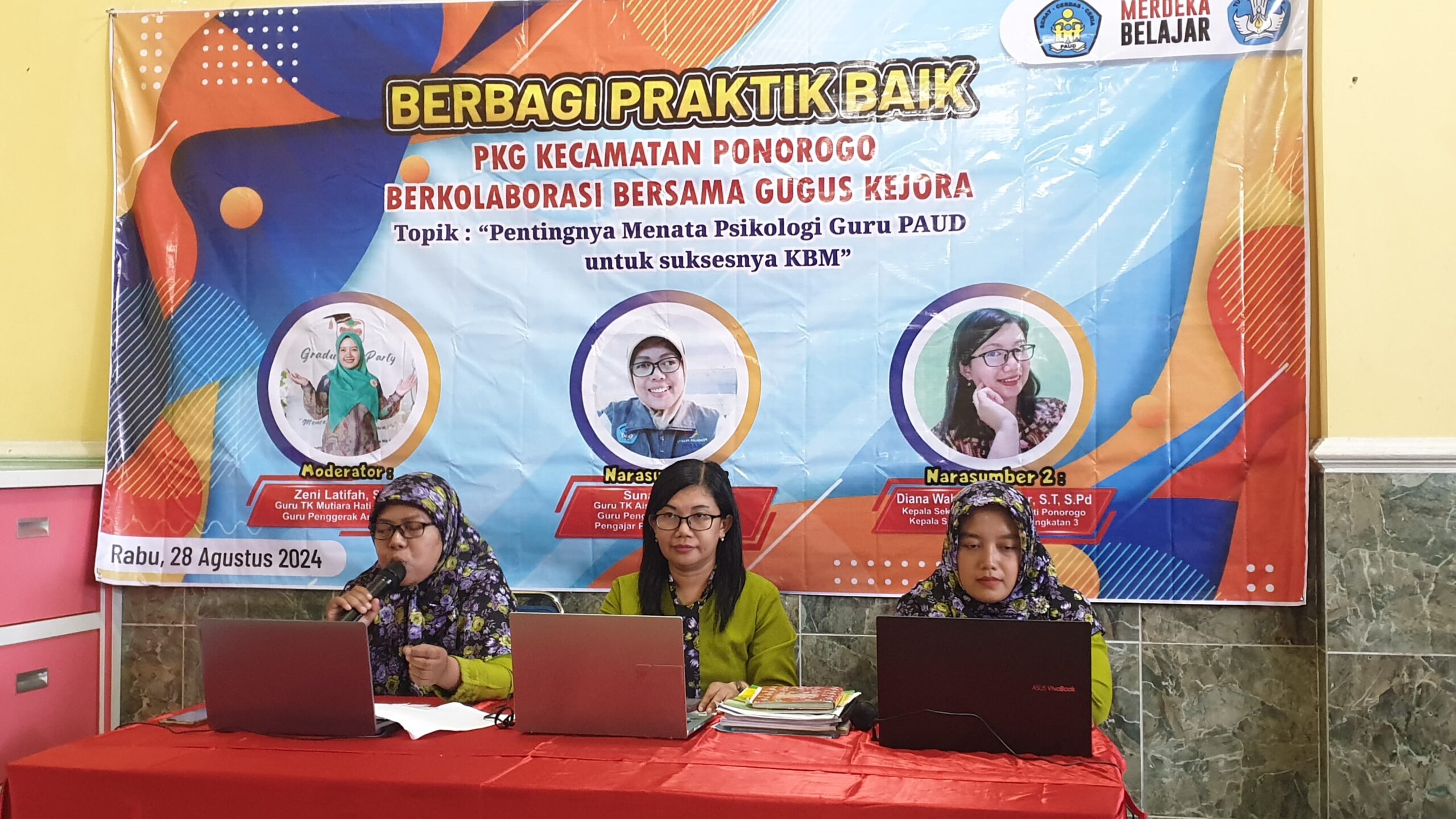 Berbagi Praktik Baik PKG Kecamatan Ponorogo Berkolaborasi Bersama Gugus Kejora, Pentingnya Menata Psikologi Guru PAUD untuk Suksesnya KBM