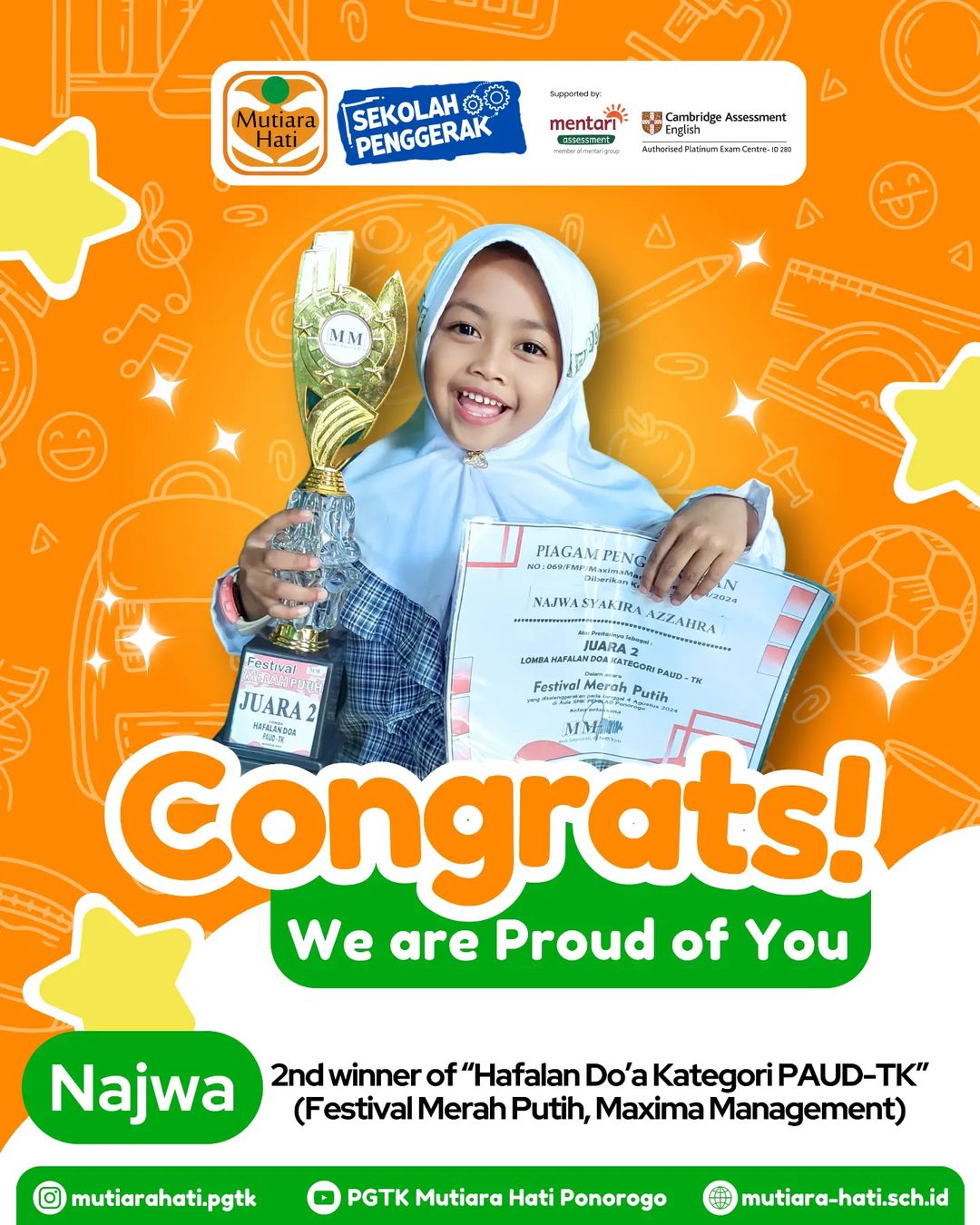 Najwa - 2nd Winner of Hafalan Doa Kategori PAUD TK